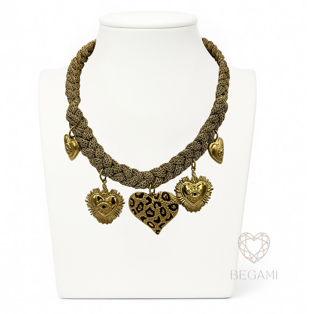 Collana cordone cuori gold