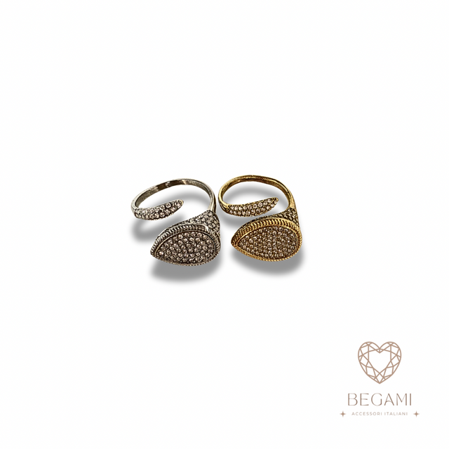 Anello Doppia Goccia Pavé