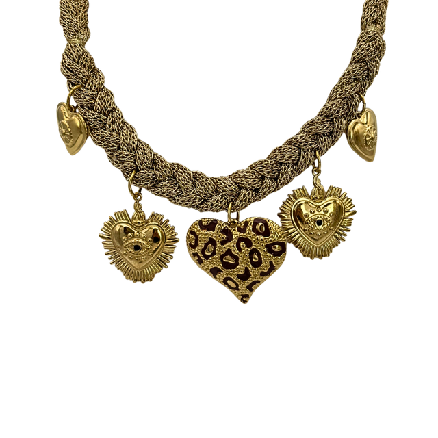 Collana cordone cuori gold